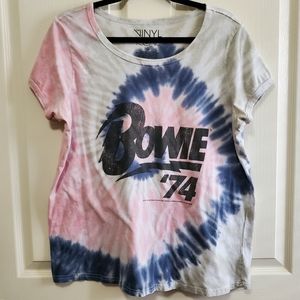 Torrid Short Sleeve Band Tee David Bowie Tie Dye Pink Blue Sage White Size 0